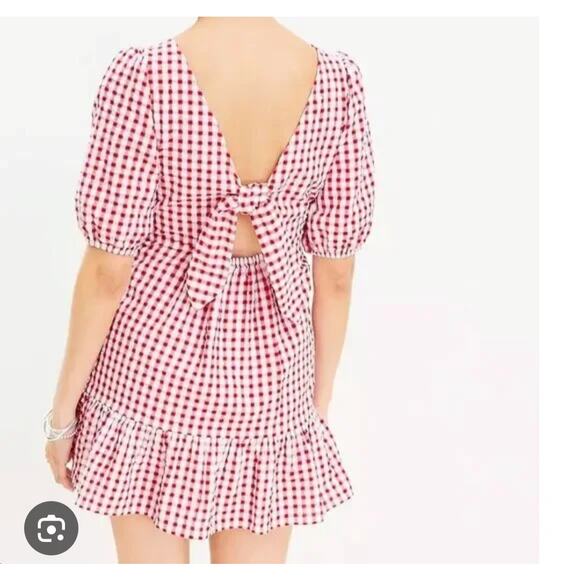 Ann Taylor Lofr Red Plaid Mini Dress 14 NWT - Picture 2 of 4